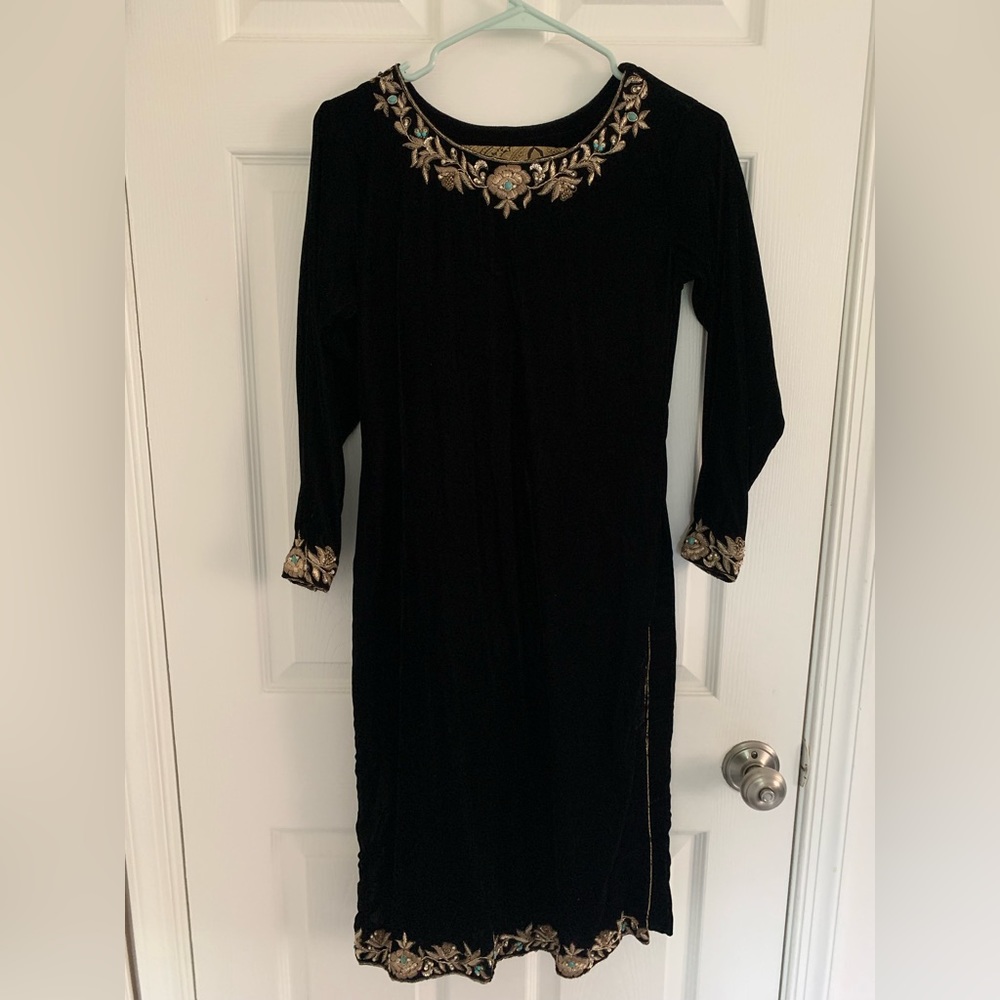 Custom made black velvet Pakistani outfit
